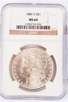 Coin 1885-O Morgan Silver Dollar NGC MS64