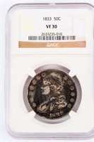 Coin 1833-P Bust Half Dollar Certified NGC VF30