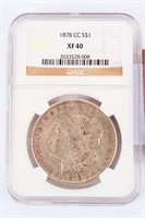 Coin 1878-CC Morgan Silver Dollar NGC XF40