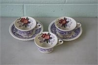3 Copeland "Mayflower" Cups & 2 Saucers
