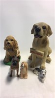 Lot of five ceramic dogs