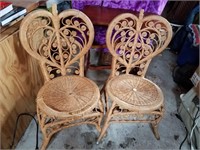 2 Heart Back Wicker Chairs