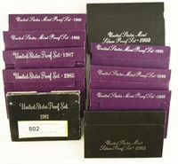 (10) Proof sets to include; 1981, 1985, 1987,