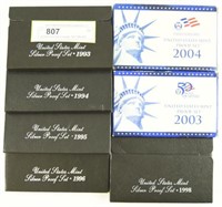 (5) Silver Proof sets to include; 1993-1996 and