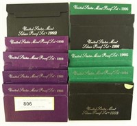 (10) Proof sets to include; (2) 1988, 1989,