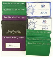 (10) Proof sets to include; 1988, 1992 Silver