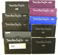 (10) Proof sets to include; 1973, 1975, 1978-1985