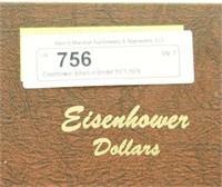 Eisenhower dollars in binder 1971-1976