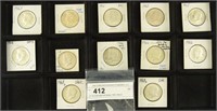 (+/-12) Kennedy half dollars 1965-1968-D