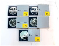 5- Canadian silver dollars, .500 silver: 3-1984,