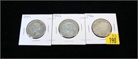 3-Canadian half dollars: 2-1947, 1966