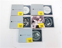 5- Canadian silver dollars, .500 silver: 1992,