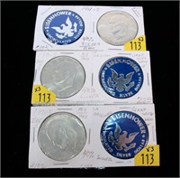 3- 1971-S Eisenhower Mint uncirculated dollars,