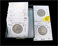 13- Washington silver quarters, 1935-1964-D in