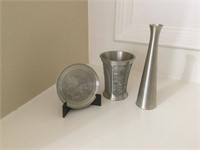 Group of 3 Pewter Decorative Items