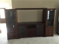 Entertainment Center with Curio Cabinet Storage