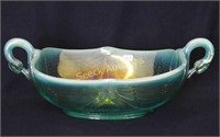 Fenton Swan handled 12 1/2" bowl - aqua opal