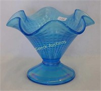 Stretch Glass Diamond Point ruffled compote
