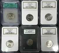 (5) Graded Quarters & (1) Graded Nickel in Cases