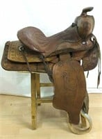 15" Handcrafted and Tooled Leather Saddle
