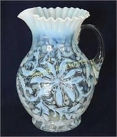 Poinsettia water pitcher - white opal