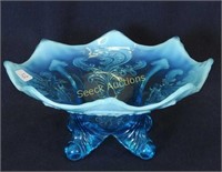 Inverted Fan & Feather ftd 6" bowl - blue opal