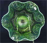 Jeweled Heart 10" ruffled bowl - green opal