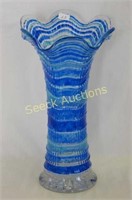 Ripple 11" vase - clear w/blue rings