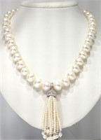 Sterling silver freshwater pearl and white gold