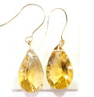 14K Yellow gold citrine (14.60 ct.) earrings
