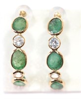 14K Yellow gold emerald and white sapphire