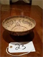 Ornate Hand Crafted and Painted Bowl has Chips