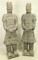 PAIR OF CHINESE TERRACOTTA TOMB GUARDIANS