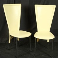 SET OF EIGHT ITALIAN LEATHER CHAIRS ON CHROME LEGS
