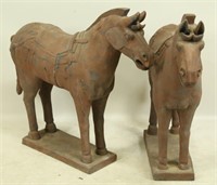 PAIR OF CHINESE TERRACOTTA HORSE TOMB FIGURES
