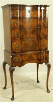VINTAGE QUEEN ANNE STYLE MAHOGANY CHEST ON STAND