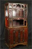 ANTIQUE CARVED & LACQUERED CHINESE CABINET