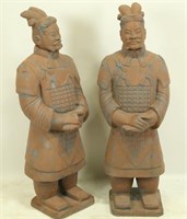 PAIR OF TERRACOTTA CHINESE WARRIOR FIGURES