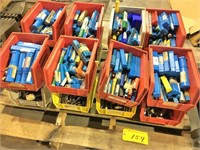 Lot Skid w/ (16 Totes) Used & New Cutting Tools