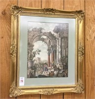 Pair of prints with decorative gold frame