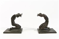 PAIR OF ISADORE KONTI "KNEELING MEN" BOOK ENDS