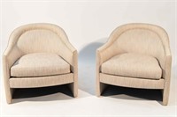PAIR OF UPHOLSTERED CLUB CHAIRS