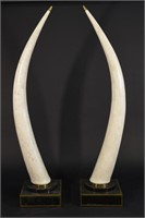 PAIR OF MAITLAND SMITH TESSELATED TUSK SCULPTURES