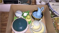 (2) BOX LOTS: ASSORTED POTTERY - TEA POT, COVERED
