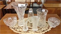 7 ASSORTED CUT CRYSTAL AND GLASS VASES