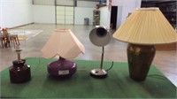 GROUP OF 4 LAMPS (UK WIRED) - 1 BRASS