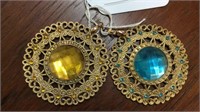 (2) ROUND PENDANTS WITH COLORED STONES