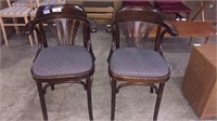 PADDED SEAT BENTWOOD ARM CHAIRS (2X)