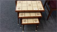 (3) TILE TOP MID CENTURY NESTING TABLES