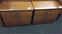 MID CENTURY STAG TWO DRAWER NIGHT STANDS  (2X)